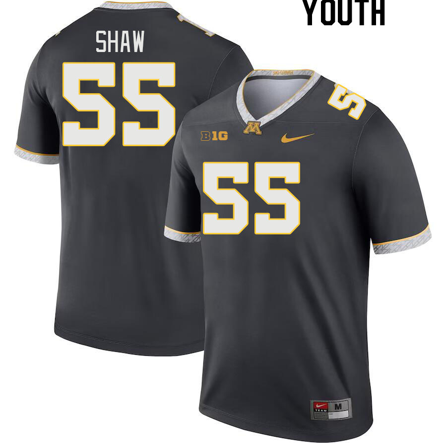 Youth #55 Karter Shaw Minnesota Golden Gophers College Football Jerseys Stitched-Charcoal